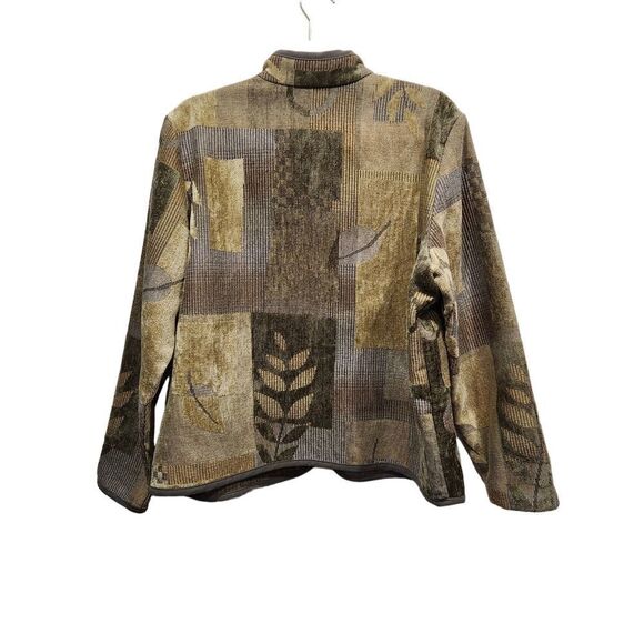Coldwater Creek Mixed Media Chenille Tapestry Mandarin Collar Zip Front Jacket L - Picture 4 of 7